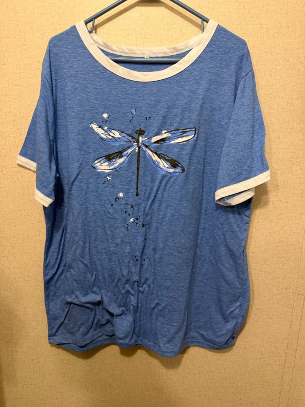 Blue Dragonfly Graphic Tee with White Trim